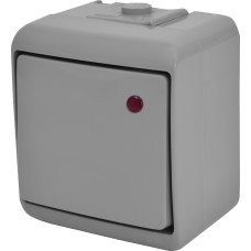 Вимикач 1-клавішний із підсвічуванням VHE-1L-SR (сірий, IP54)