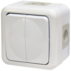 Вимикач 2-кл. PVE-2 (IP44, 10А, 250V, полікарбонат)