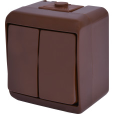 Вимикач 2-клавішний VHE-2-KR (коричневий, IP54)