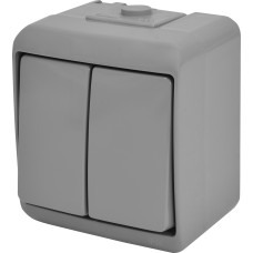 Вимикач 2-клавішний VHE-2-SR (сірий, IP54)