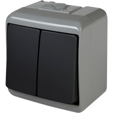 Вимикач 2-клавішний VHE-2-SRG (сіро-графіт., IP54)