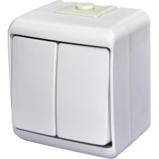 Вимикач 2-клавішний із підсвічуванням VHE-2L (білий, IP54)