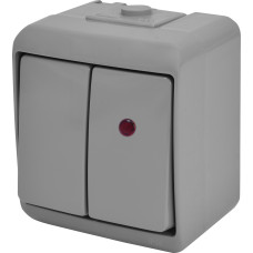 Вимикач 2-клавішний із підсвічуванням VHE-2L-SR (сірий, IP54)