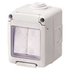 Вимикач прохідний в зборі 2-клавішний 27 COMBI SYSTEM 16А IP55 сірий GEWISS