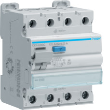Пристрій захисного відключення (ПЗВ) 4P 10kA 125A 30mA A-Hi
