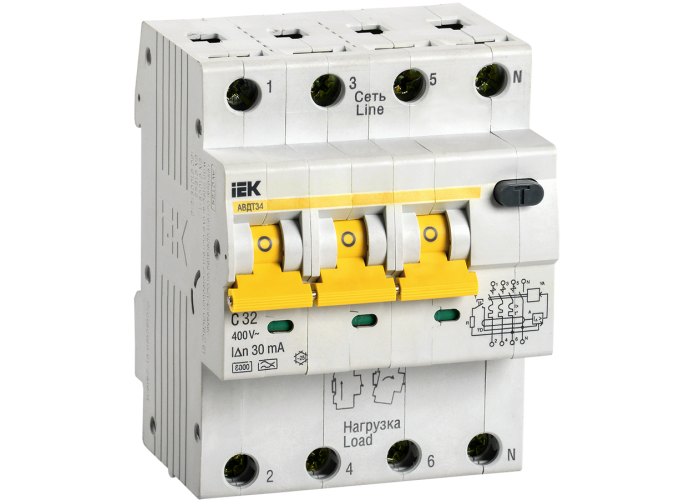 Автоматичний вимикач диференціального струму АВДТ34 C32 30мА IEK