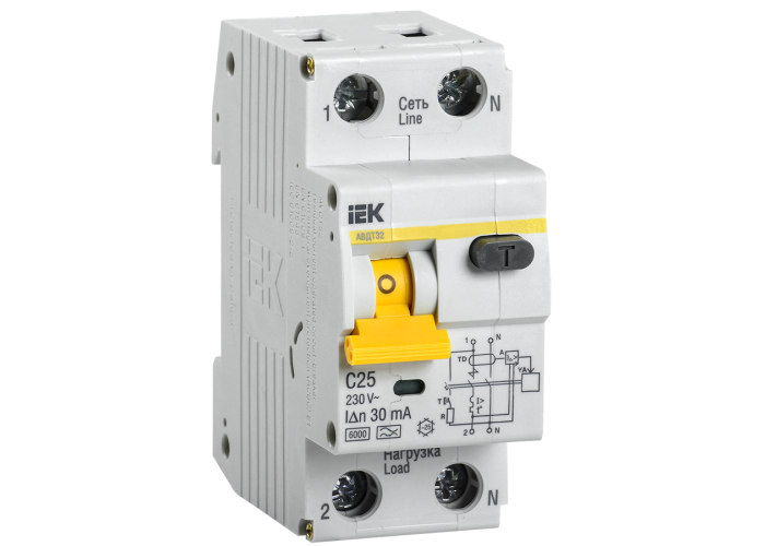 Автоматичний вимикач диференціального струму АВДТ32 C25 30мА IEK