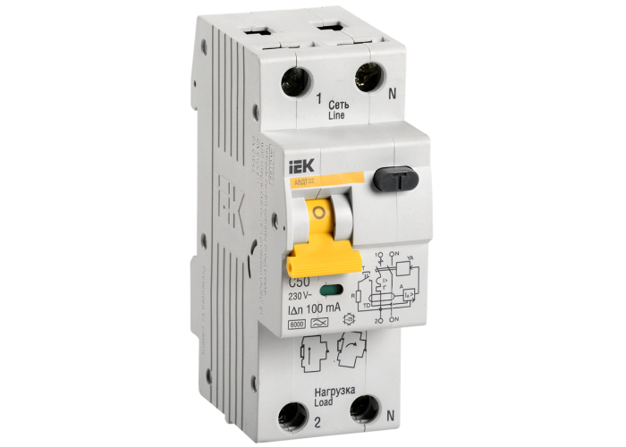 Автоматичний вимикач диференціального струму АВДТ32 C50 100мА IEK