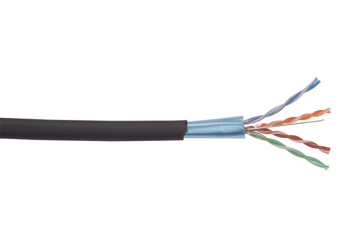 ITK Кабель зв'язку вита пара ШПД F/UTP, кат.5E 4х2х0,48мм solid, LDPE, 305м, чорний