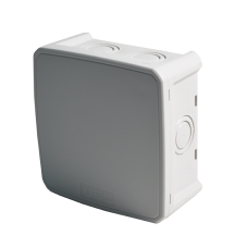 Коробка монтажна для відкритого встановлення без отворів 100х100х50 мм (зовн. 115х115х54 мм) IP66 із скобами сіра UEC