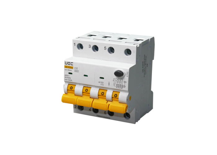 Автомат дифференциальной защиты SB-R9NE 4P C 32A 30mA Тип AC 6kA UEC Автомат дифференциальной защиты SB-R9NE 4P C 32A 30mA Тип AC 6kA UEC