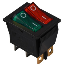KCD2-2101N GR+R/B 220V Переключатель 2 клав. зеленый+красный с подсветкой