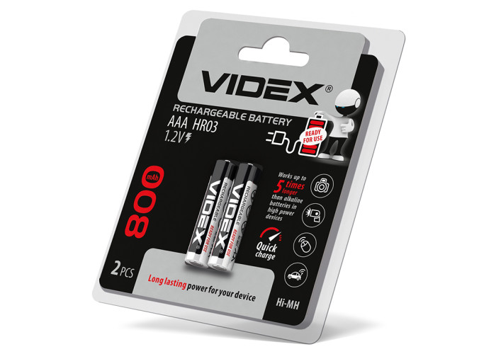 Акумулятори Videx HR03 / AAA 800mAh double blister/2шт