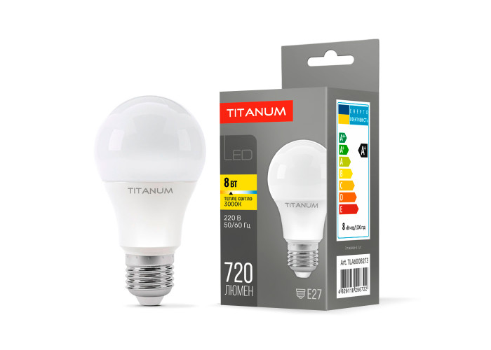 LED лампа TITANUM A60 8W E27 3000K