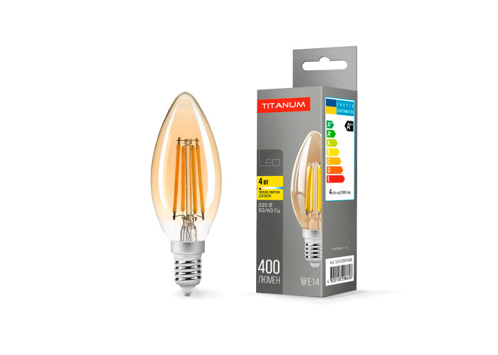 LED лампа TITANUM  Filament C37 4W E14 2200K бронза