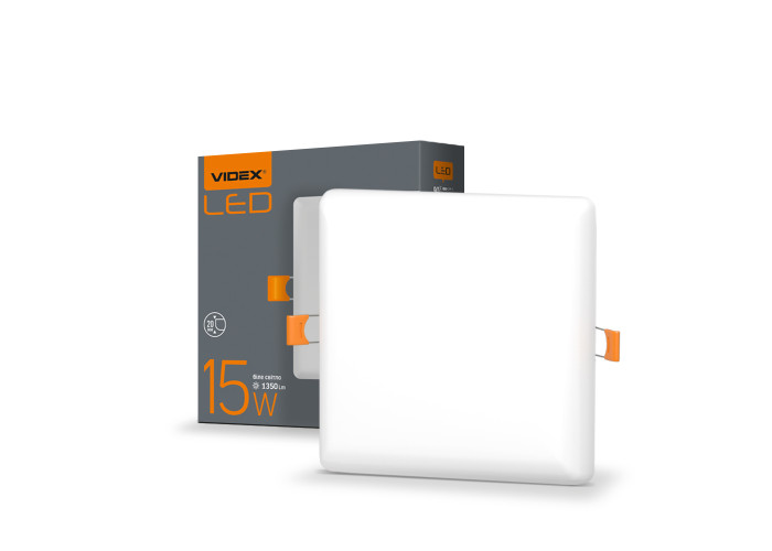 LED світильник безрамковий квадратний VIDEX 15W 4100K