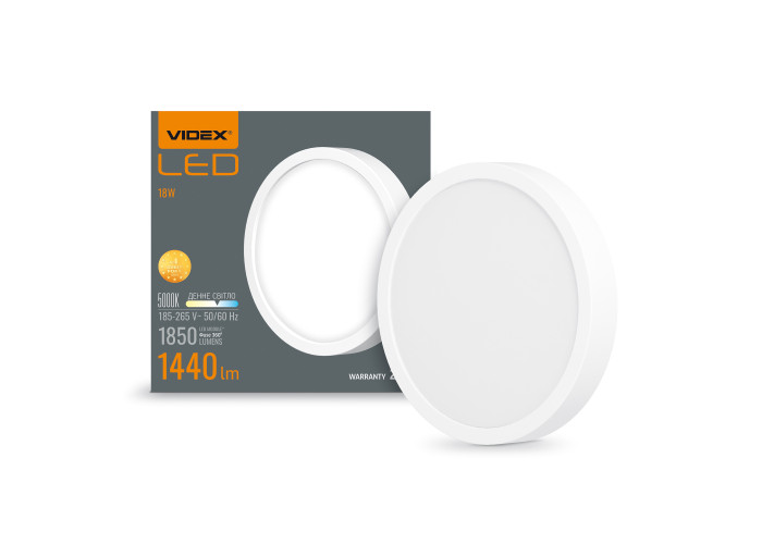 LED Світильник круглий накладний VIDEX 18W 5000K White