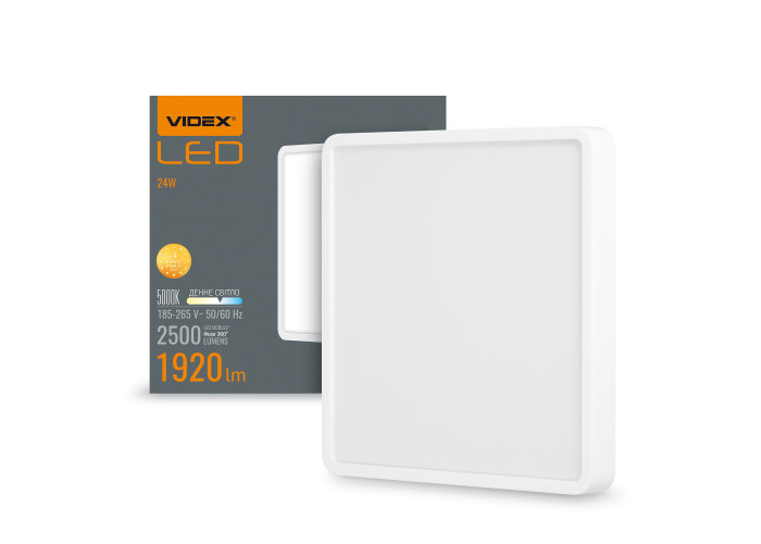 LED Світильник накладний квадрат VIDEX 24W 5000K White