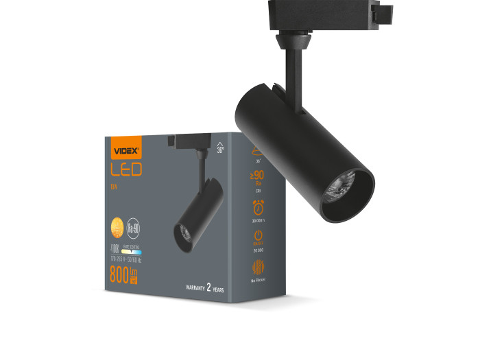 LED світильник трековий VIDEX 10W 4100K чорний