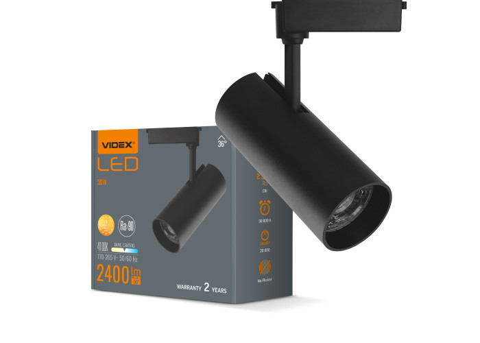 LED світильник трековий VIDEX 30W 4100K чорний