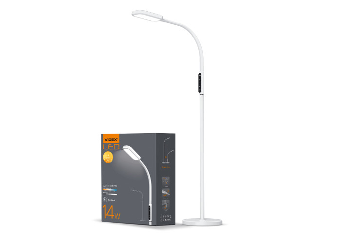 LED торшер белый VIDEX TF07W 14W 3000-5500K