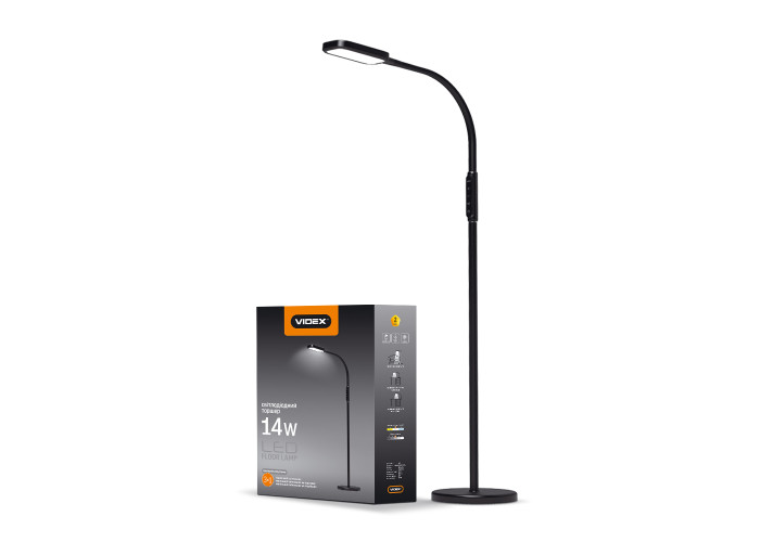 LED торшер чорний VIDEX TF07B 14W 3000-5500K