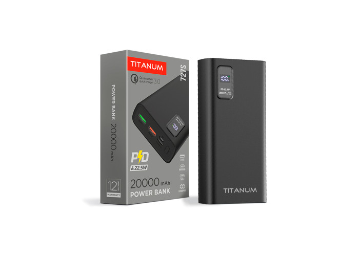 Повербанк TITANUM 727S 20000mAh 22.5W Black