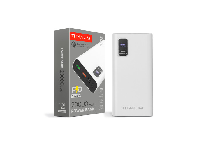 Повербанк TITANUM 727S 20000mAh 22.5W White