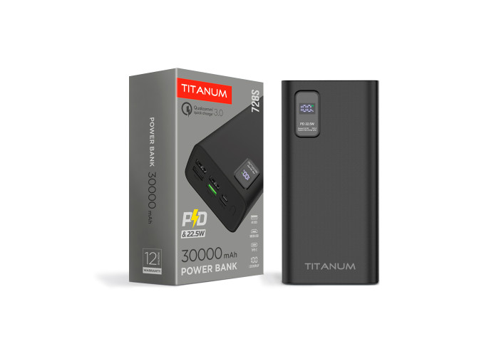 Повербанк TITANUM 728S 30000mAh 22.5W Black