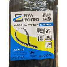 Кабельна стяжка 5х400 чорна (NVA) (уп. - 100шт)