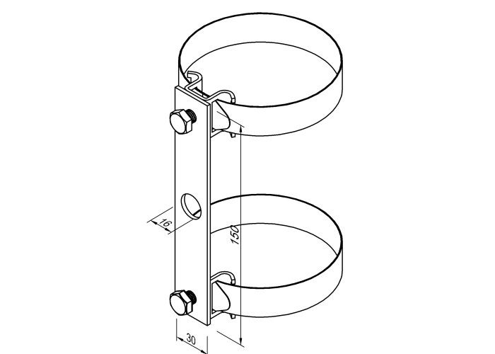 Хомут двойной D300 (StZn/Ni)