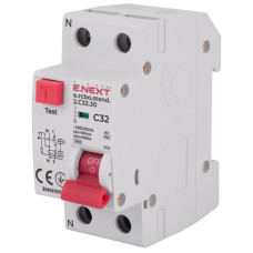 Выключатель дифференциального тока с защитой от сверхтоков e.rcbo.stand.2.C32.30, 1P+N, 32А, С, 30мА
