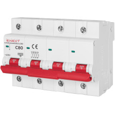 Модульный автоматический выключатель e.mcb.stand.100.4.C80, 4р, 80А, C, 10кА