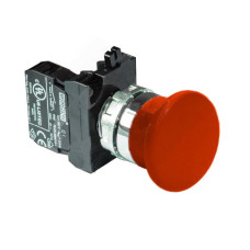 Кнопка "грибок" аварійна d=40мм без фіксації (1НО) червона - метал IP65
