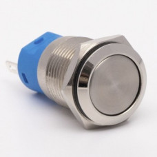 Кнопка металлическая КНМ-UL-12-HJ-E 9-24V 1NO высокая 5A, голубой TAKEL