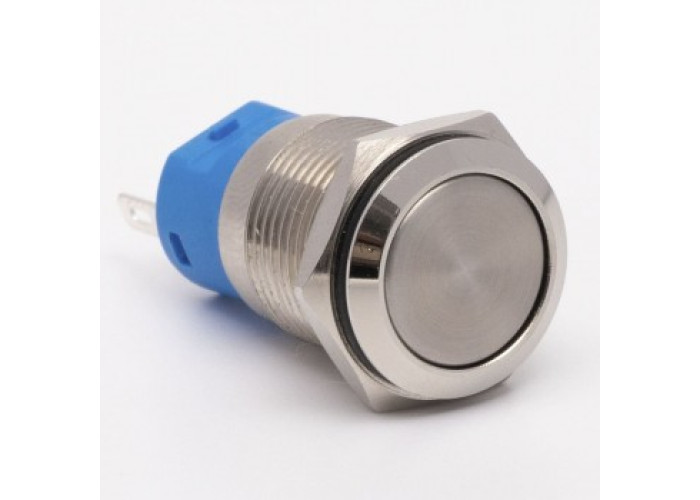 Кнопка металлическая КНМ-UL-12-HJ-E 9-24V 1NO высокая 5A, голубой TAKEL