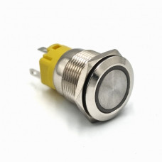 Кнопка металева КНМ-UL-16-FJ-E-Z 9-24V 1NO1NC плоска з фіксацією 5A, зелений TAKEL