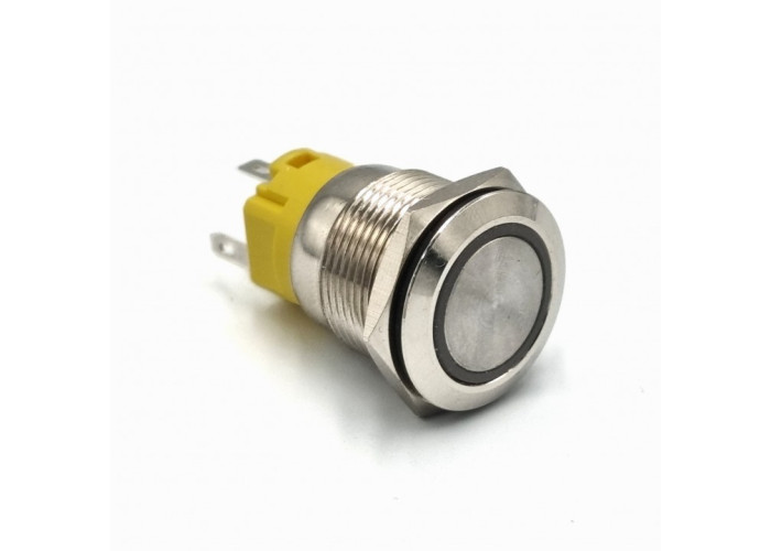 Кнопка металлическая КНМ-UL-19-FJ-EZ 9-24V 1NO1NC плоская с фиксацией 5A, красный TAKEL