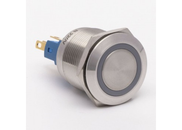 Кнопка металлическая КНМ-22-FJ-E 220V 1NO1NC, голубой